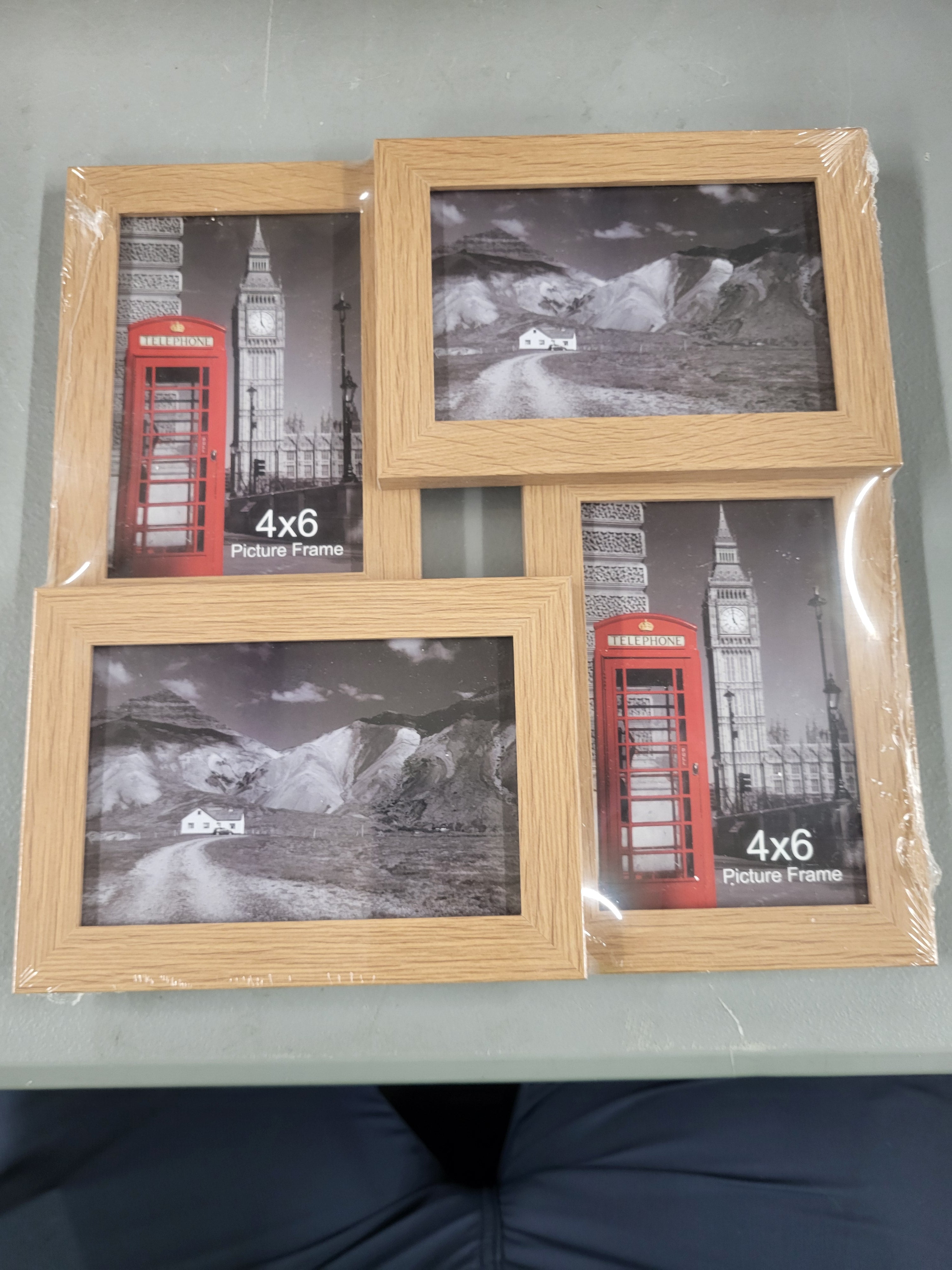 SZYUU 4x6 Collage Picture Frame with Real Glass, 4 Opening Wooden Photo Collage Frame with Stand, Family Multi Picture Frame for Wall or Tabletop Display, 4 Photo Gallery Frame for Home Decor, Natural Oak
