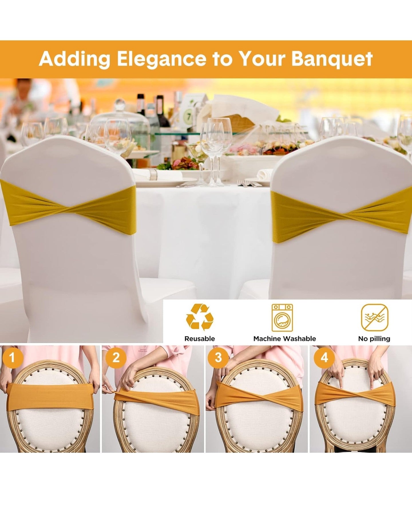 Frienda 120 Pieces Spandex Stretch Chair Sashes