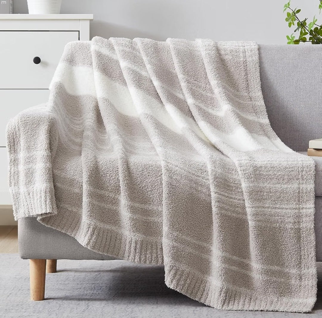 Soft Cozy Reversible Knitted Throw Blanket 50x70