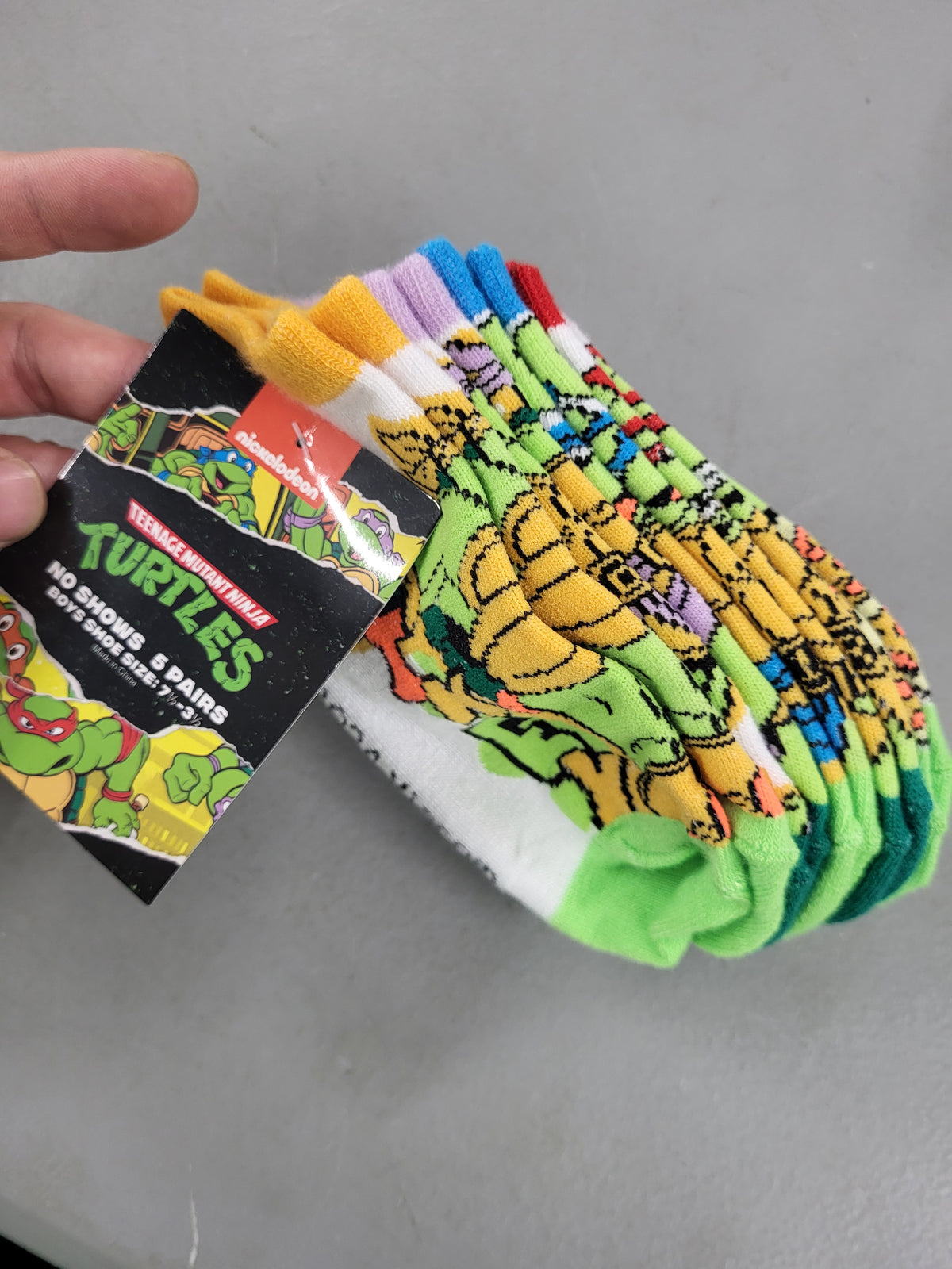 TMNT No Show Socks, 5 Pairs (Boys 7.5-3.5)