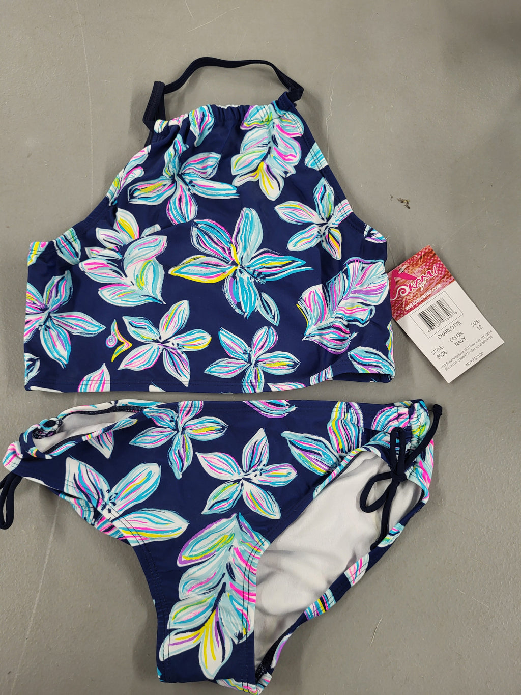 Kanu Surf Girls Halter Tankini 2-piece Swimsuit (Size 12)