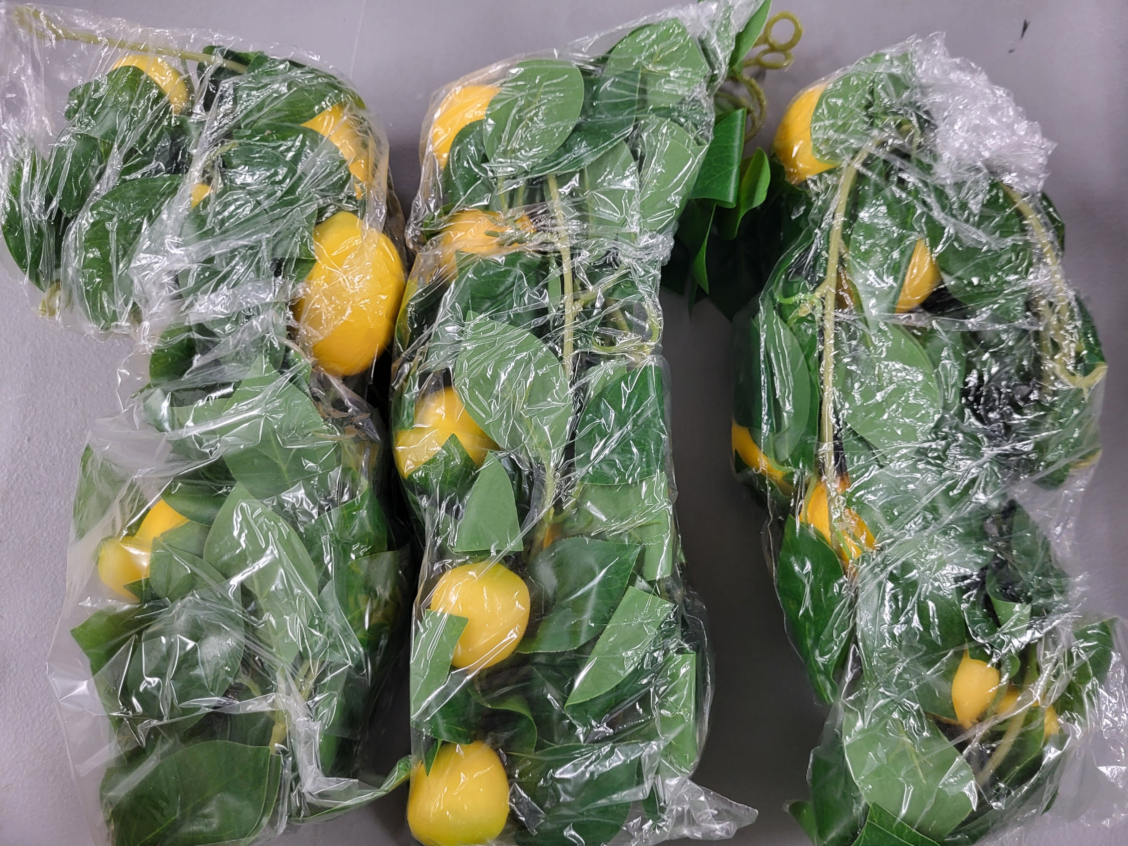 Dallisten 3 Strands Lemon Artificial Vines, 71" Lemon Silk Vine Garland with Green Leaves, Fake Hanging Plants Greenery Decor for Home, Bedroom, Wall, Party, Wedding Decoration