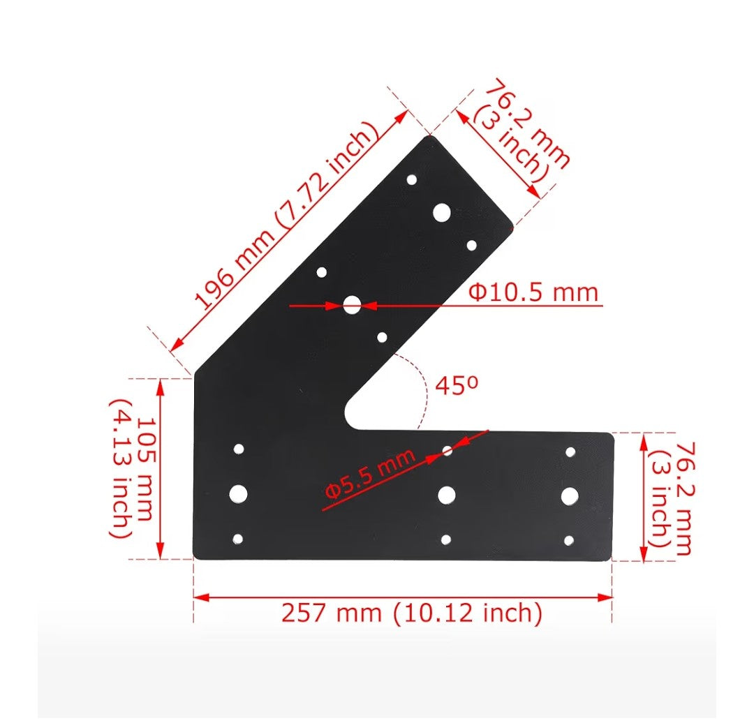 45 Degree Flat Plate Bracket 4 pack