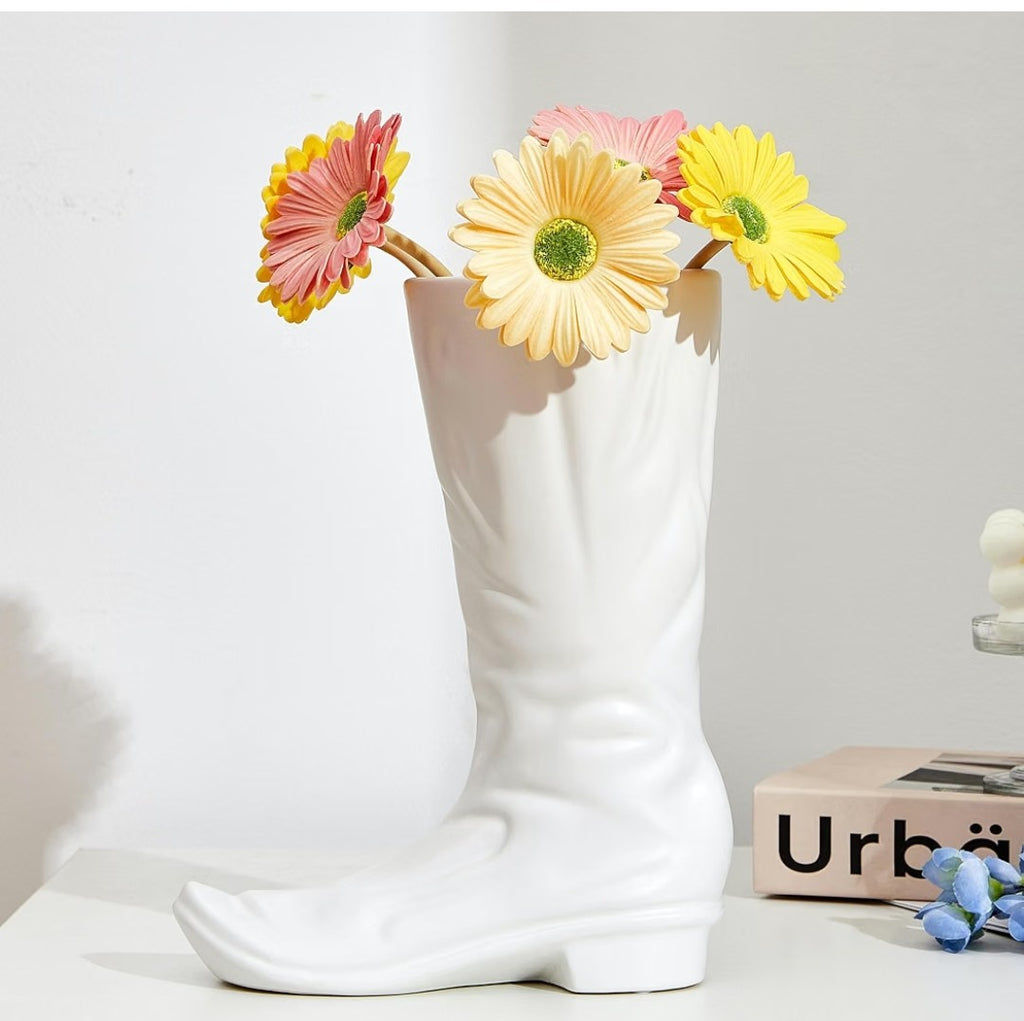 Ceramic Cowboy Boot Vase