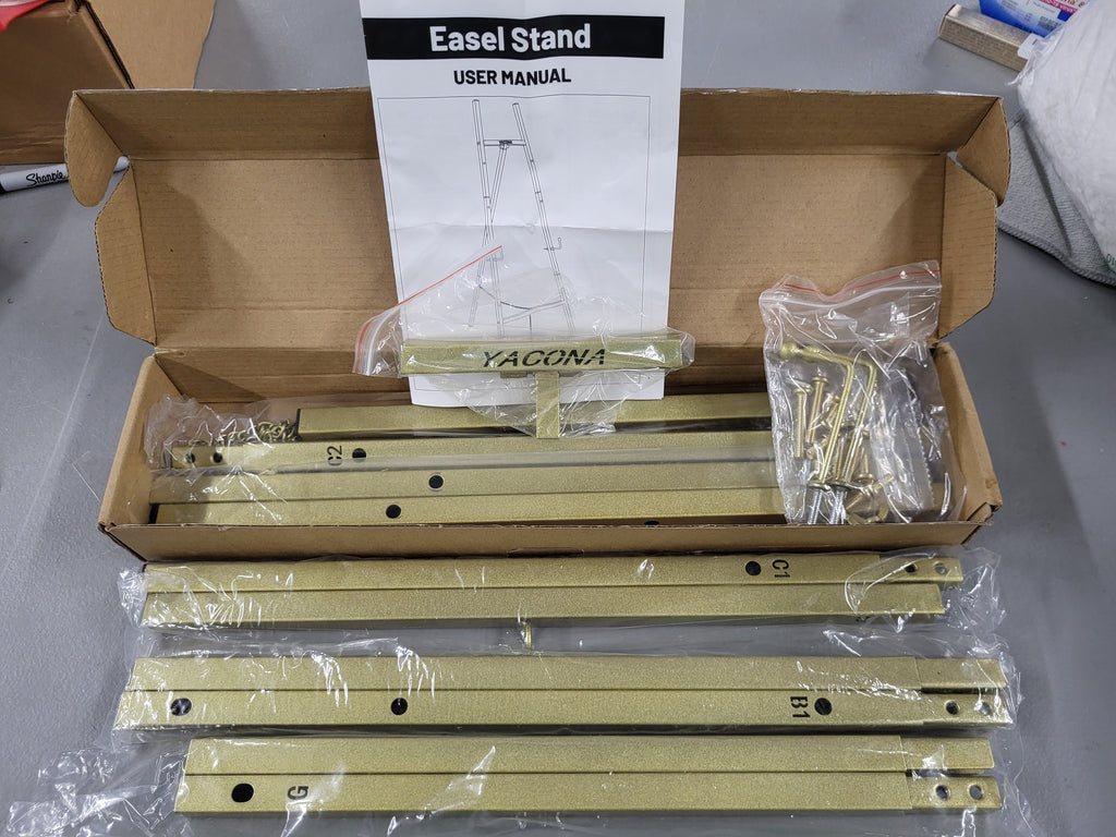 Gold Easel Stand for Sign, Heavy Duty Metal Display Easel with Adjustable Chain, 4-Tier Height Art Easel for Painting, Wedding Sign, Posters & Commercial Display