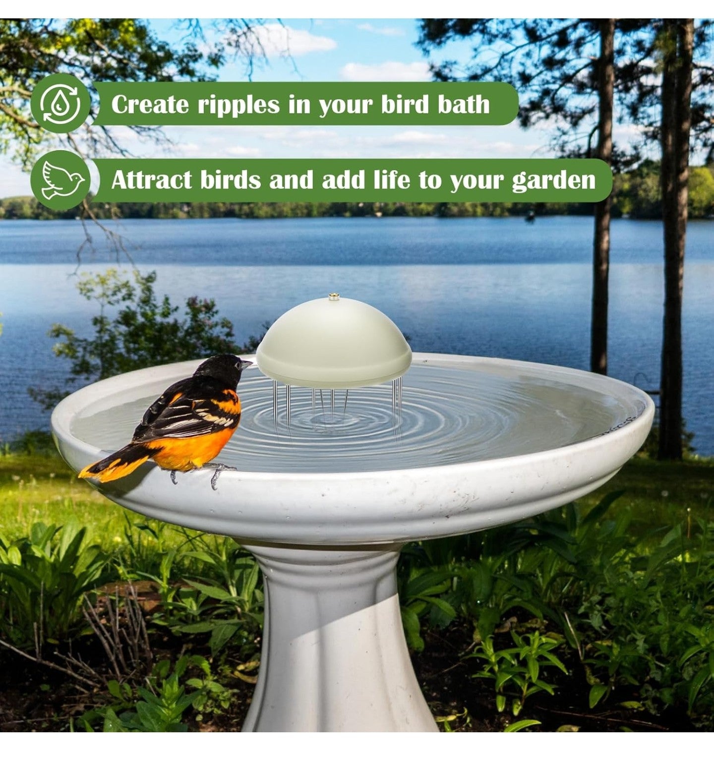 Buzzlett Bird Bath Water Circulator, Water Agitator for Bird Bath.