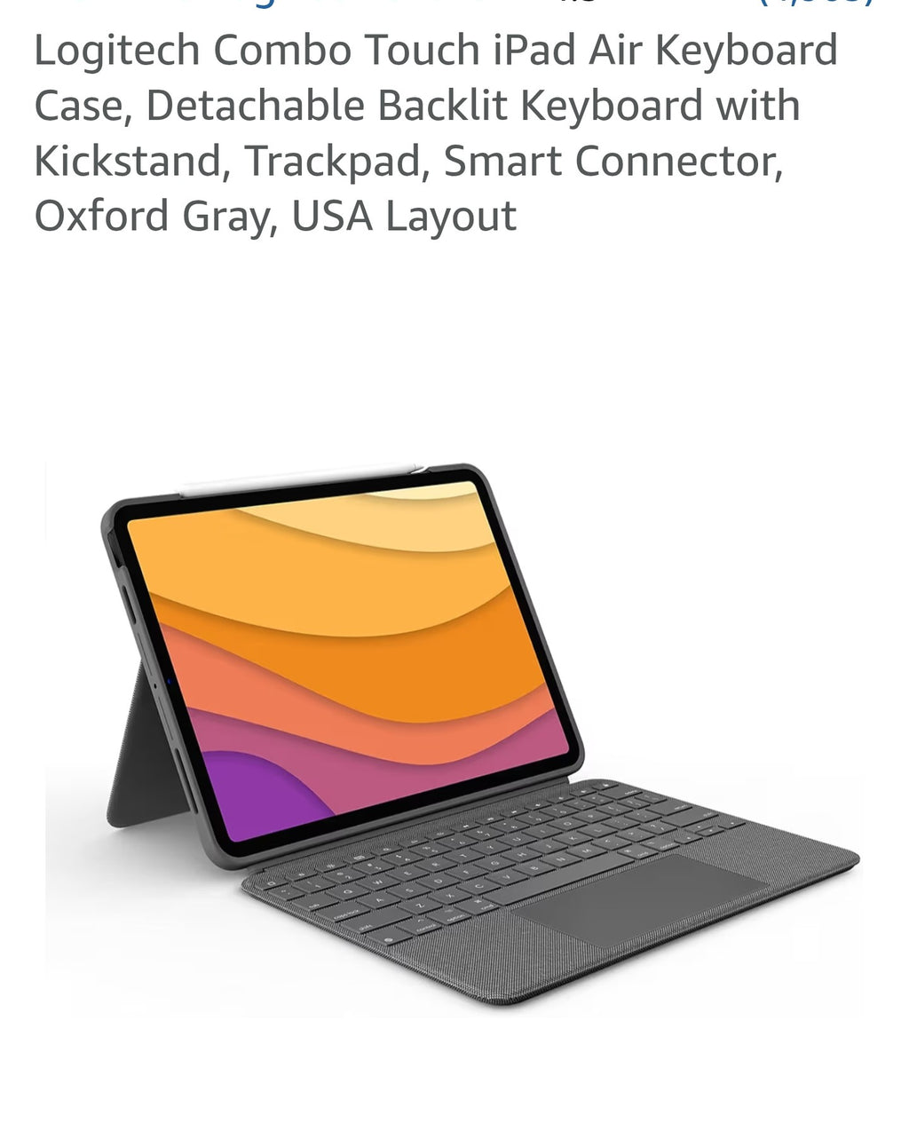 Logitech Combo Touch iPad Air Keyboard Case, Detachable