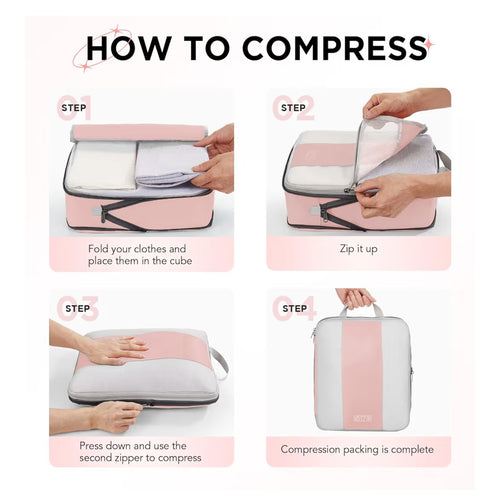 10 Set Compression Packing Cubes for Travel Essentials Women