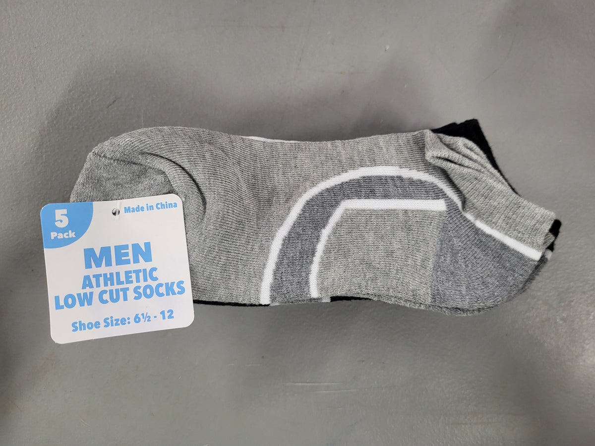 Mens Athletic Low Cut Socks, 5 Pairs (Shoe Size 6.5-12)