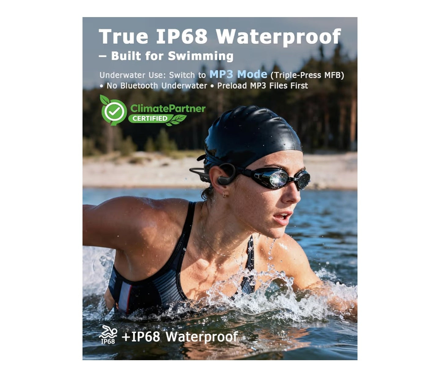 Bone Conduction Headphones for Swimming - Open-Ear Wireless Sport