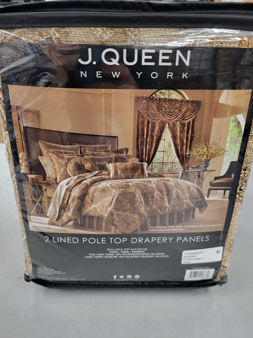 J. Queen New York Bradshaw 2 Lined Pole Top Drapery Panels