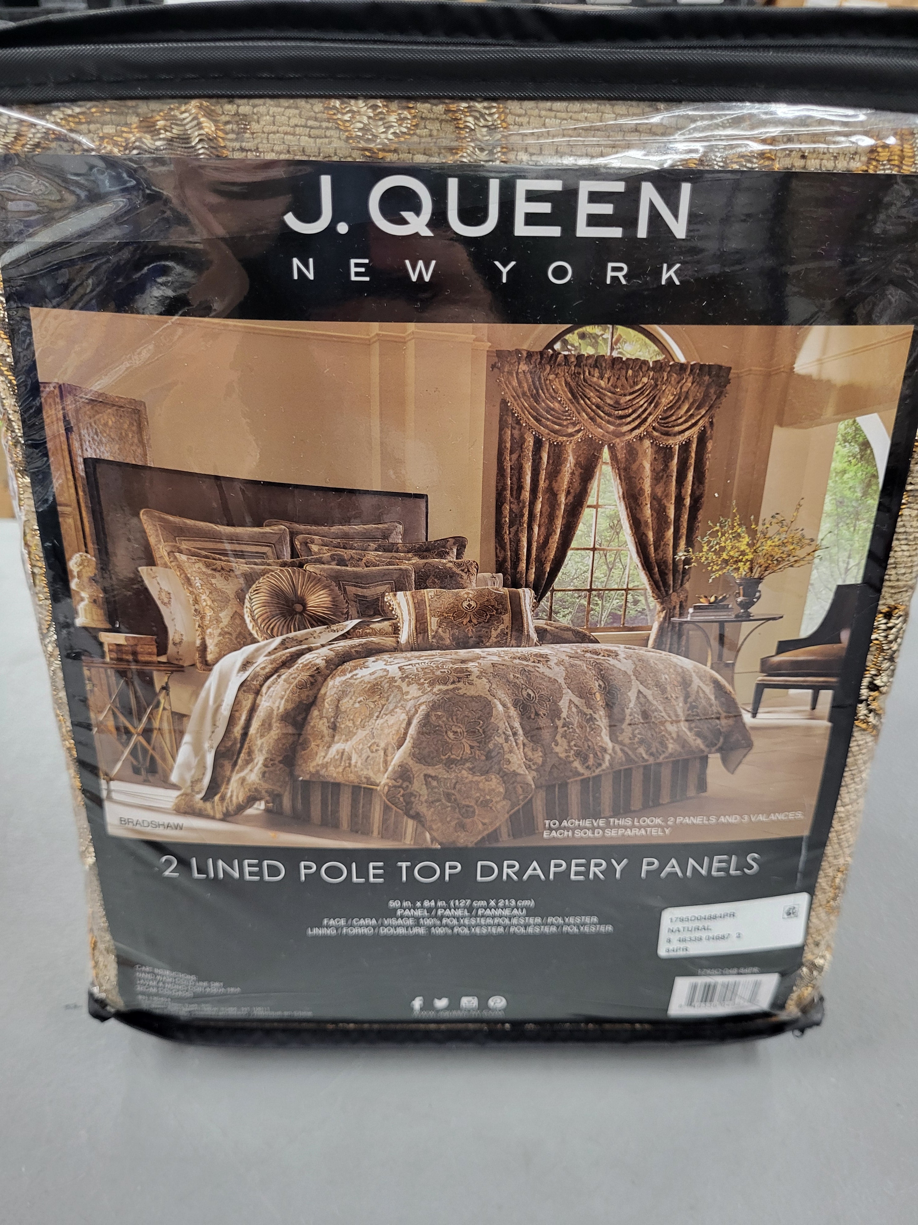 J. Queen New York Bradshaw 2 Lined Pole Top Drapery Panels
