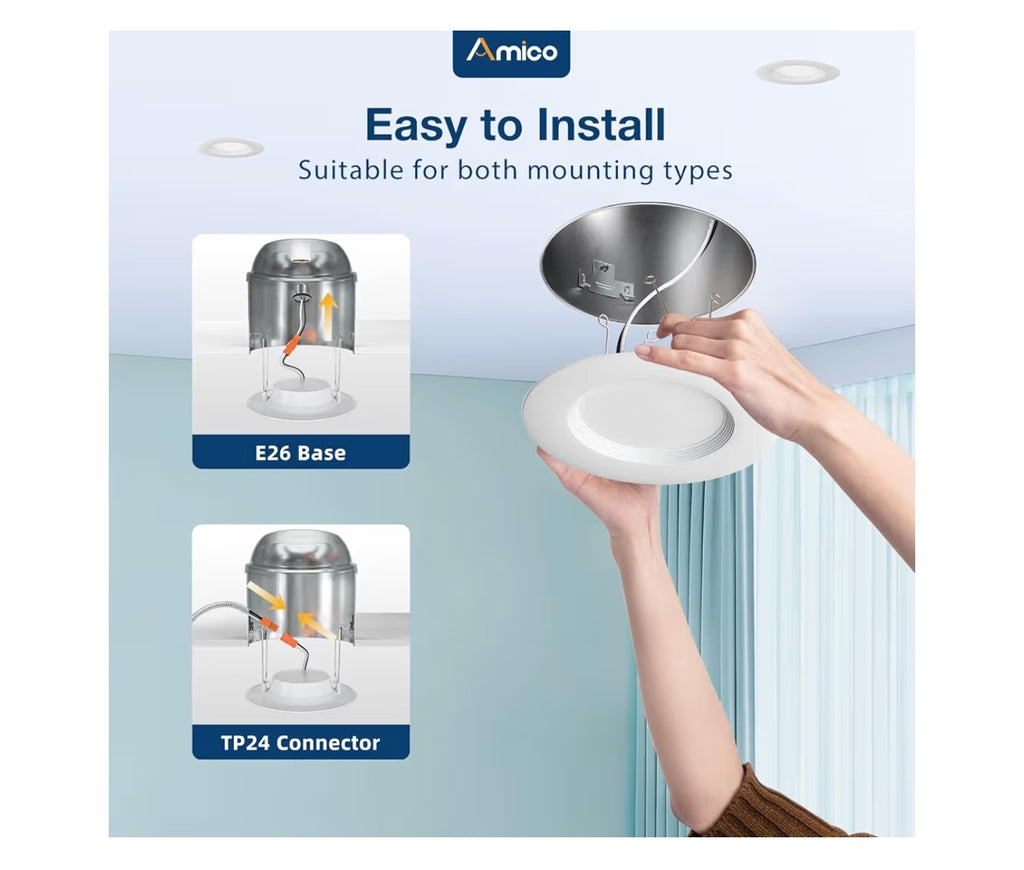 Amico 24 Pack 5/6 inch 5CCT LED Recessed Lighting.