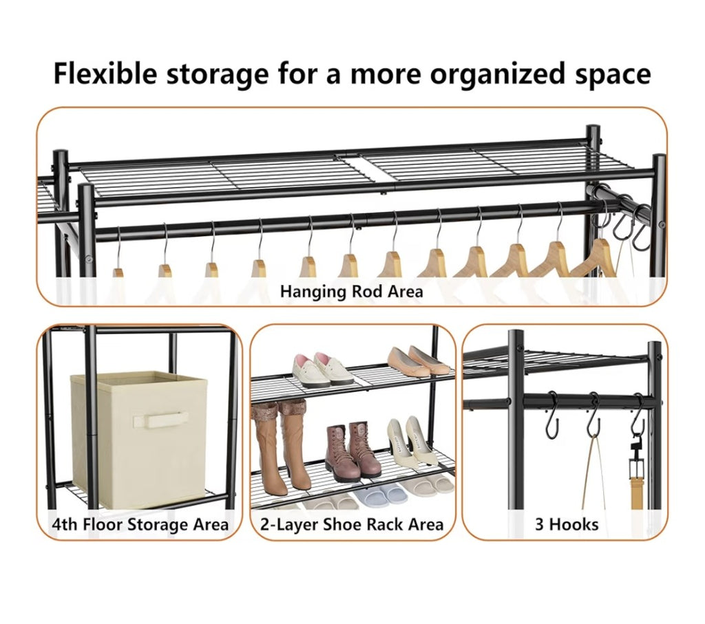 Wardrobe Closet, Portable Clothes Rack 4-Tiers