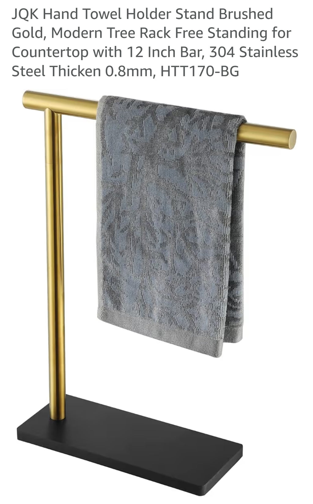 JQK Hand Towel Holder Stand Brushed Gold