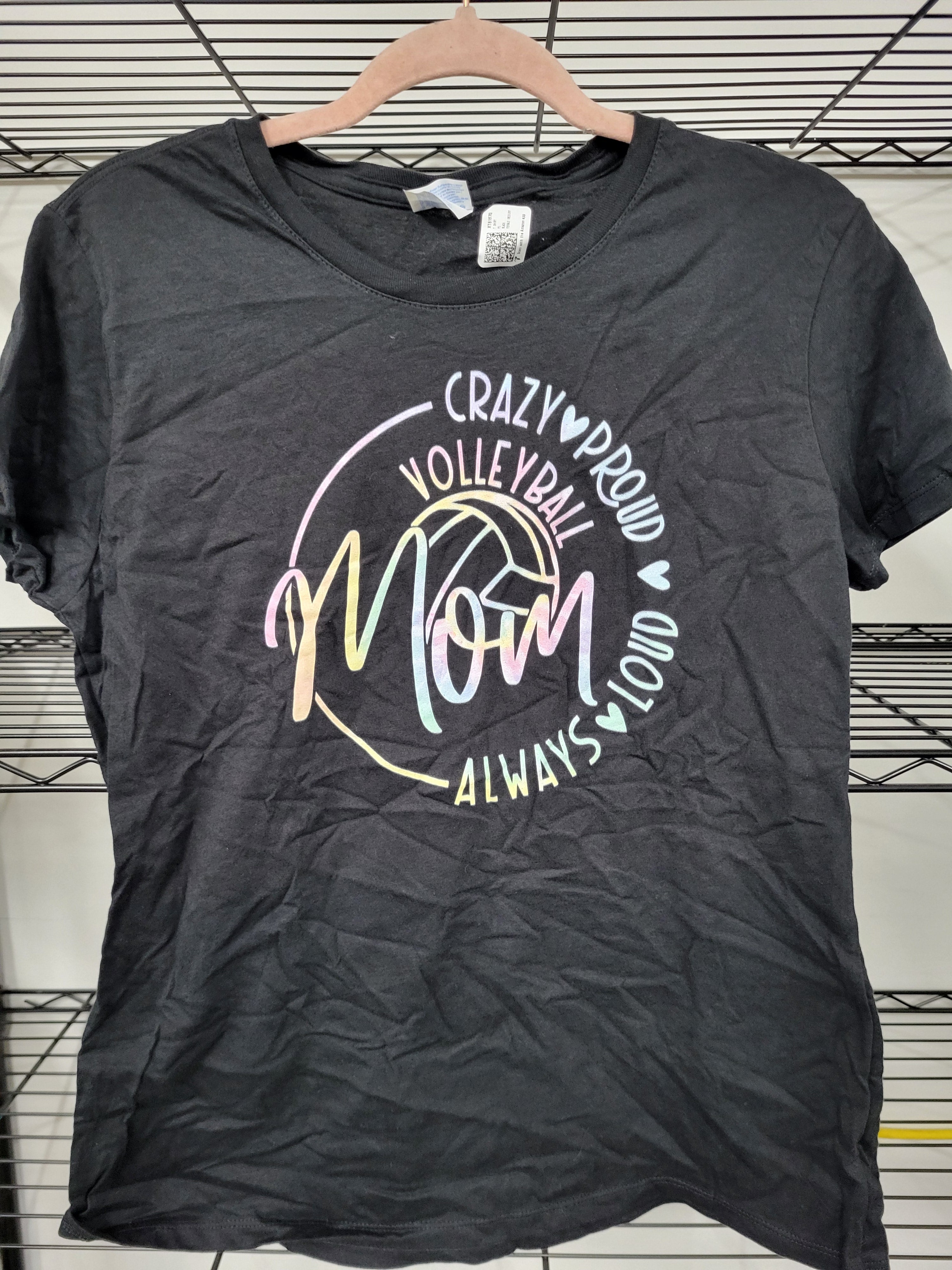 Crazy Proud Always Loud Volleyball Mom T-Shirt (Medium)