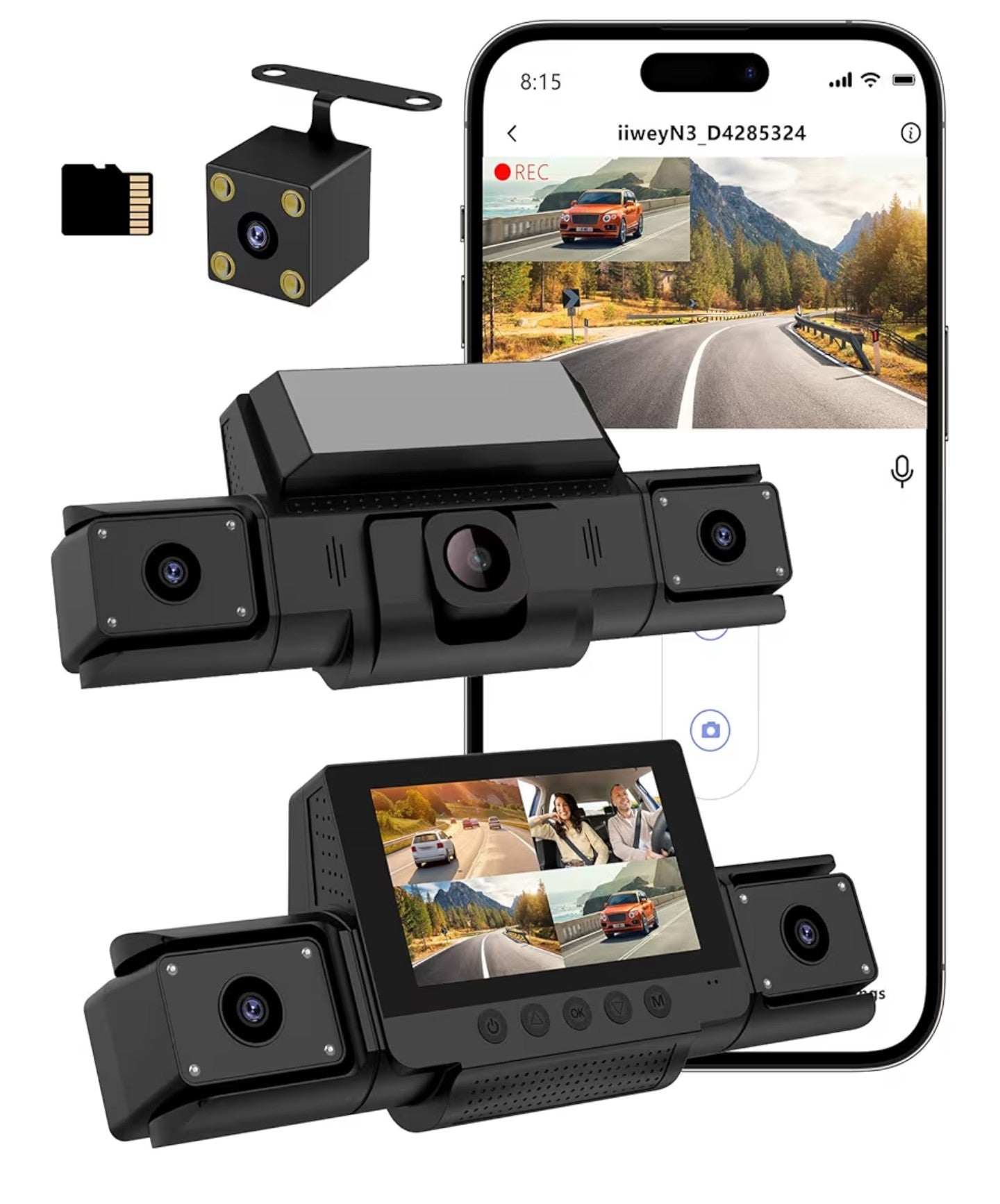 4 Channel 360 Dash Cam Front and Rear Inside & Left Right for Cars, 1080P