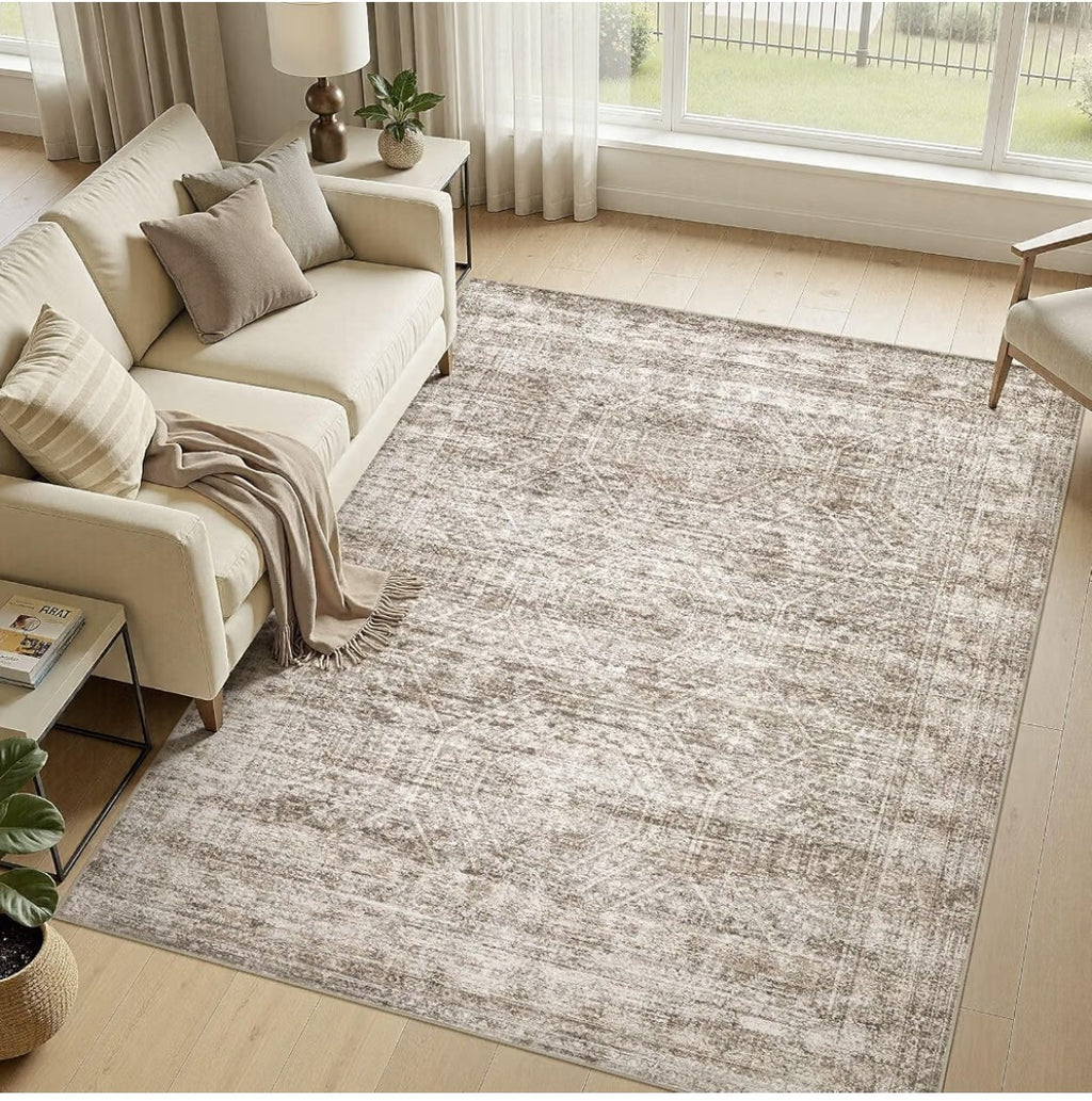 Distressed Area Rug 6x9ft