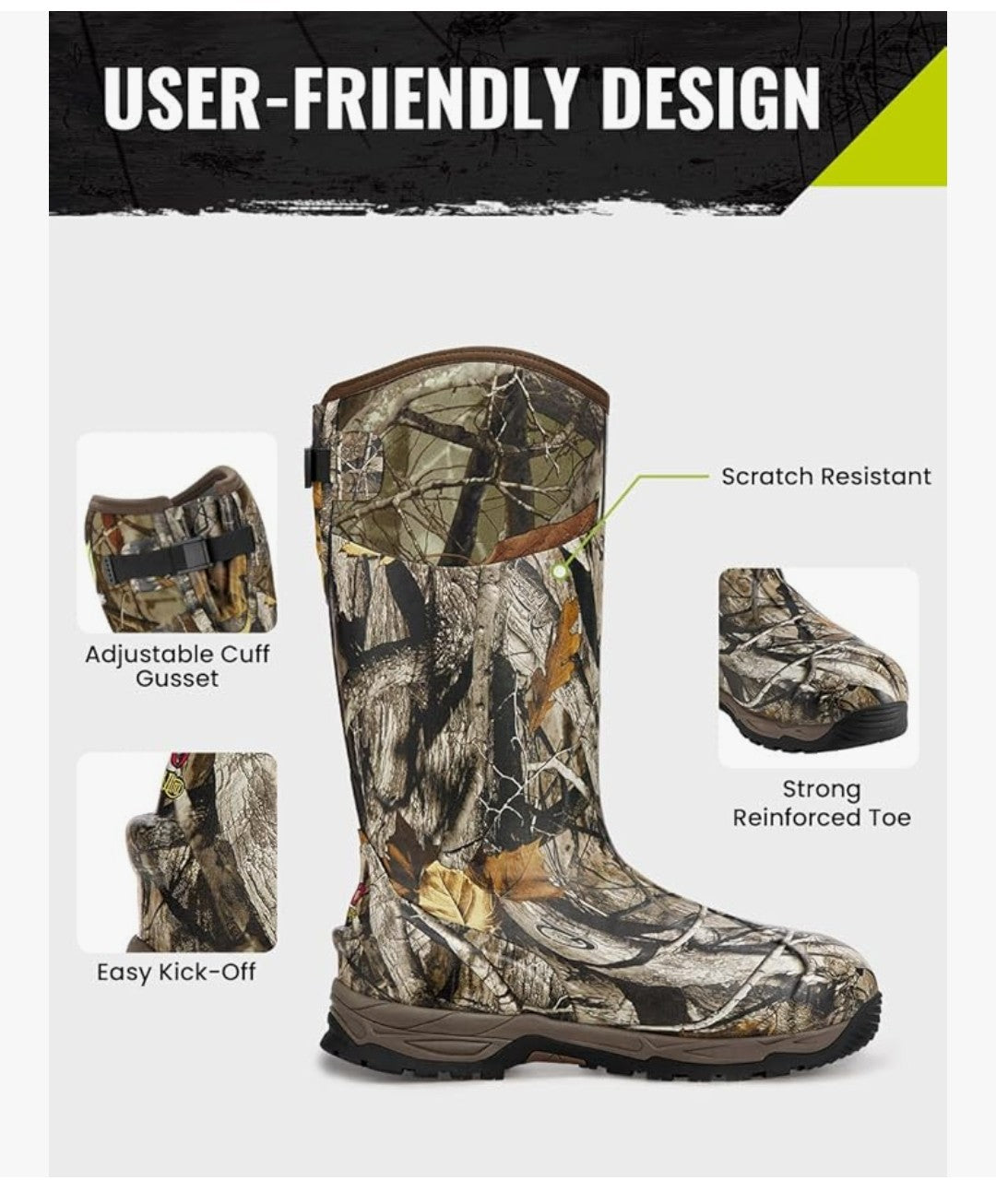 Tidewe Insulated Camo Boots (Size 5)