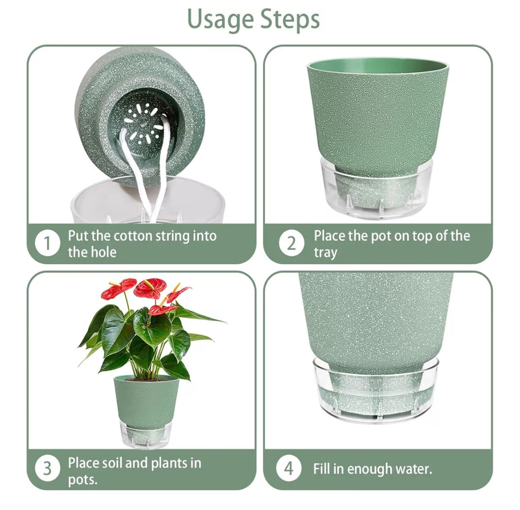 Self Watering Pots for Indoor Plants, with Visible Reservoir.