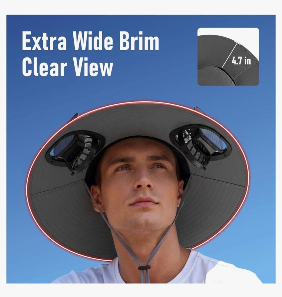 Solar Fan Hat with Steel Brim