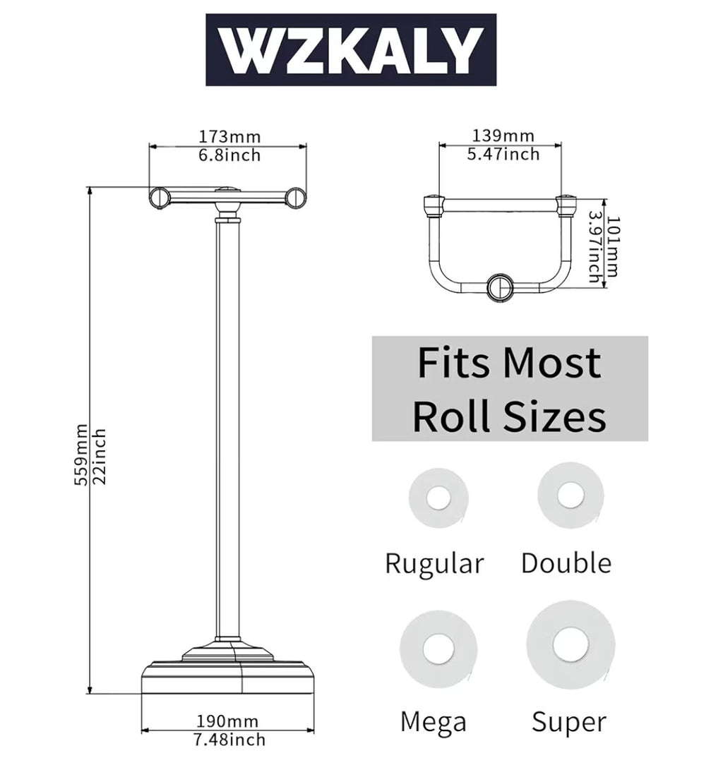 Toilet Paper Holder Stand (Black)