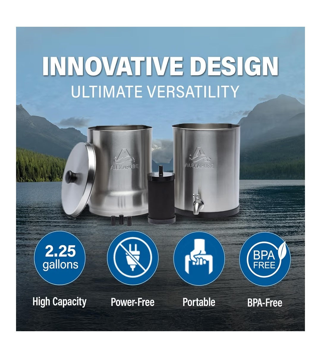 Alexapure Pro Countertop Gravity Water Filtration System