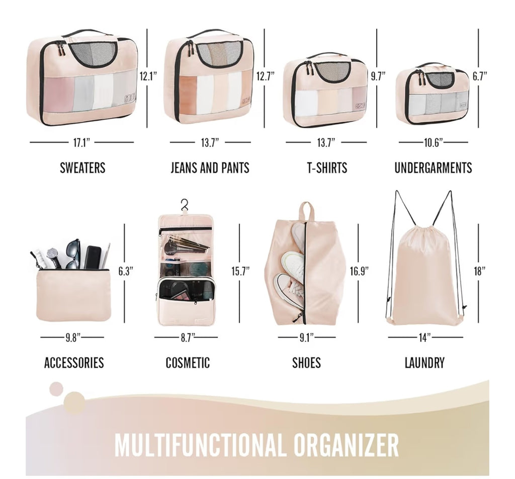 8 Set Packing Cubes for Luggage,Suitcase Organizer
