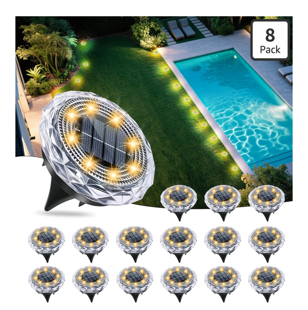 Solar Ground Lights,Solar Disc Light Outdoor Waterproof.