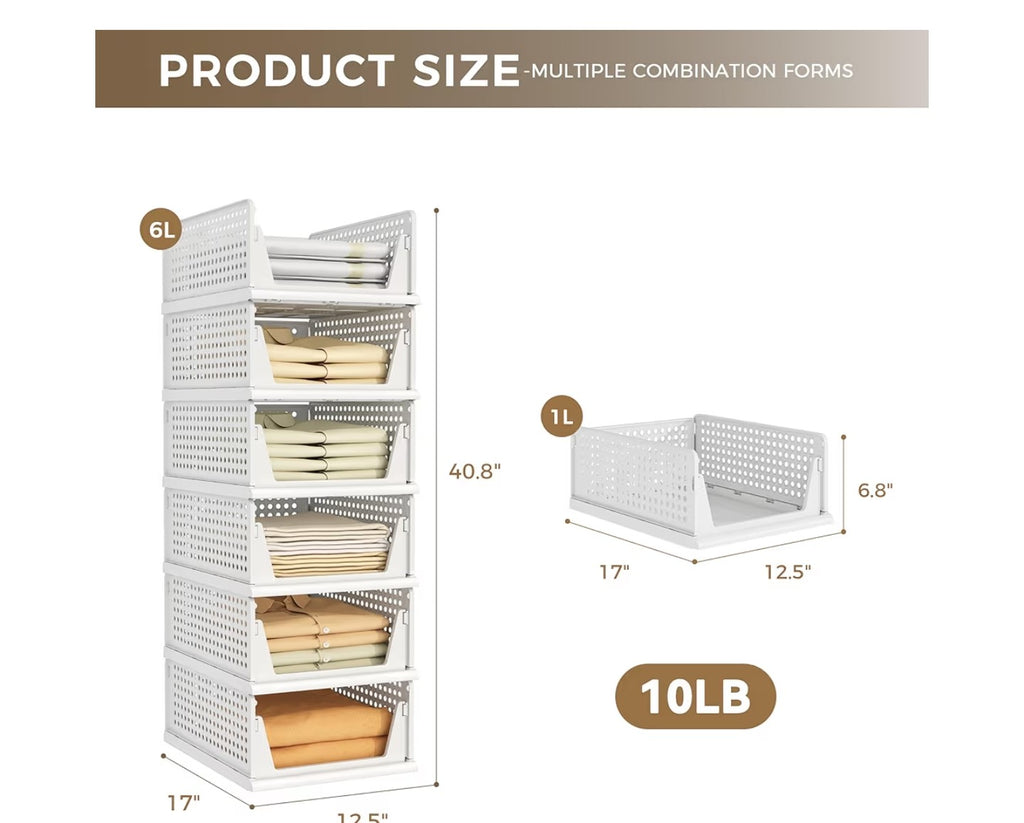 6 Pack Closet Organizers Storage Bins.