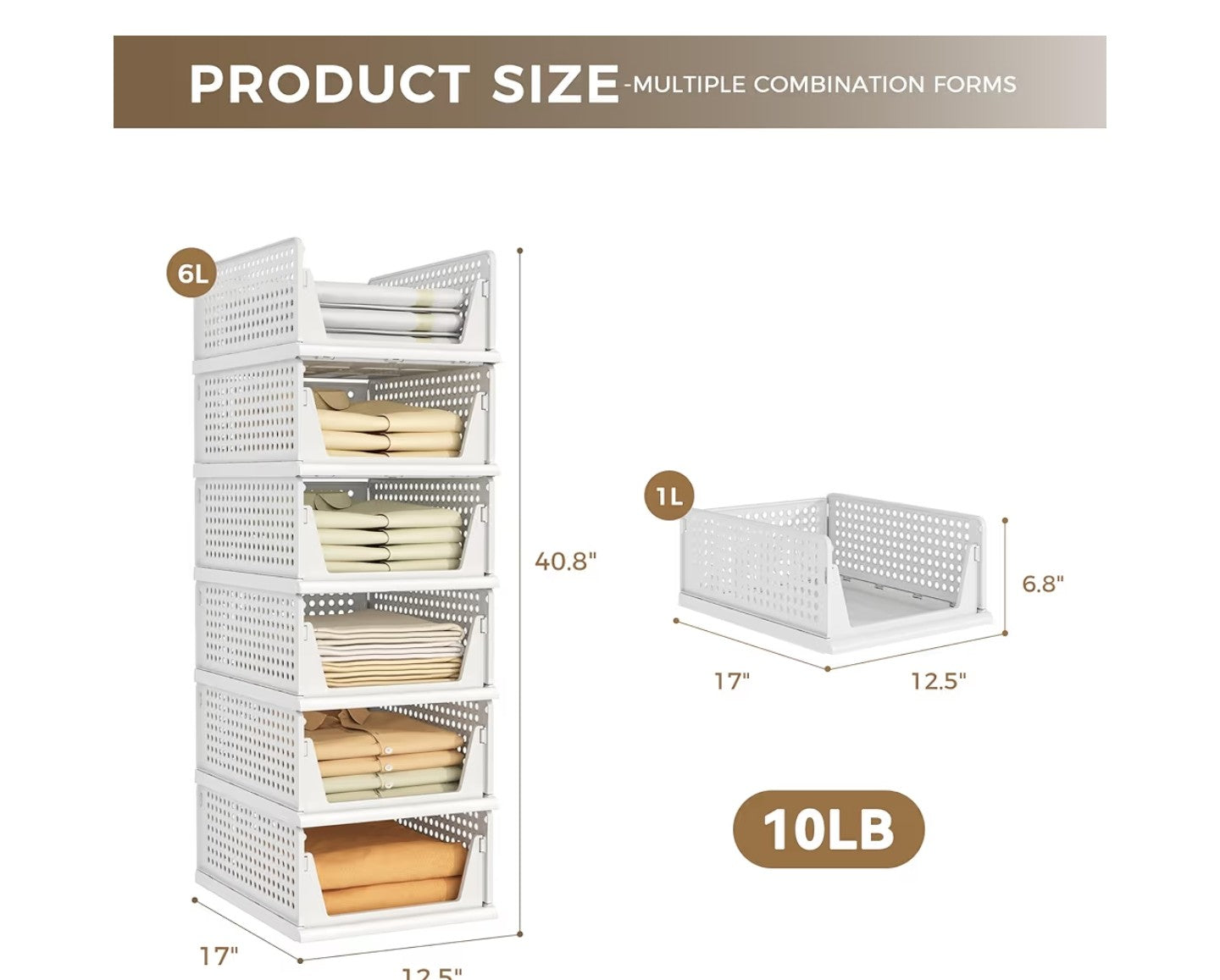 6 Pack Closet Organizers Storage Bins.