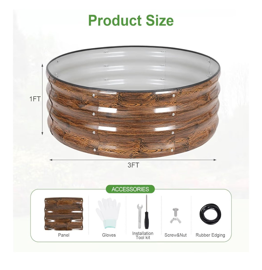 Galvanized Raised Garden Beds 2 pack (Wood Grain Finish)