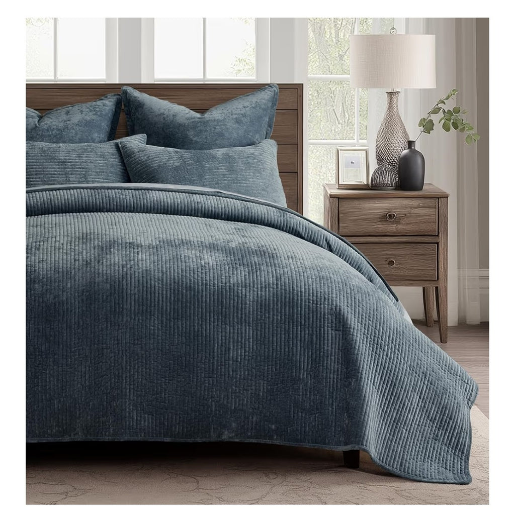 EverGrace Velvet Quilt Set Queen Size