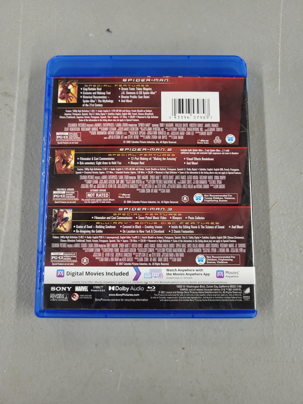 Spider-Man Trilogy Blue-Ray + Digital