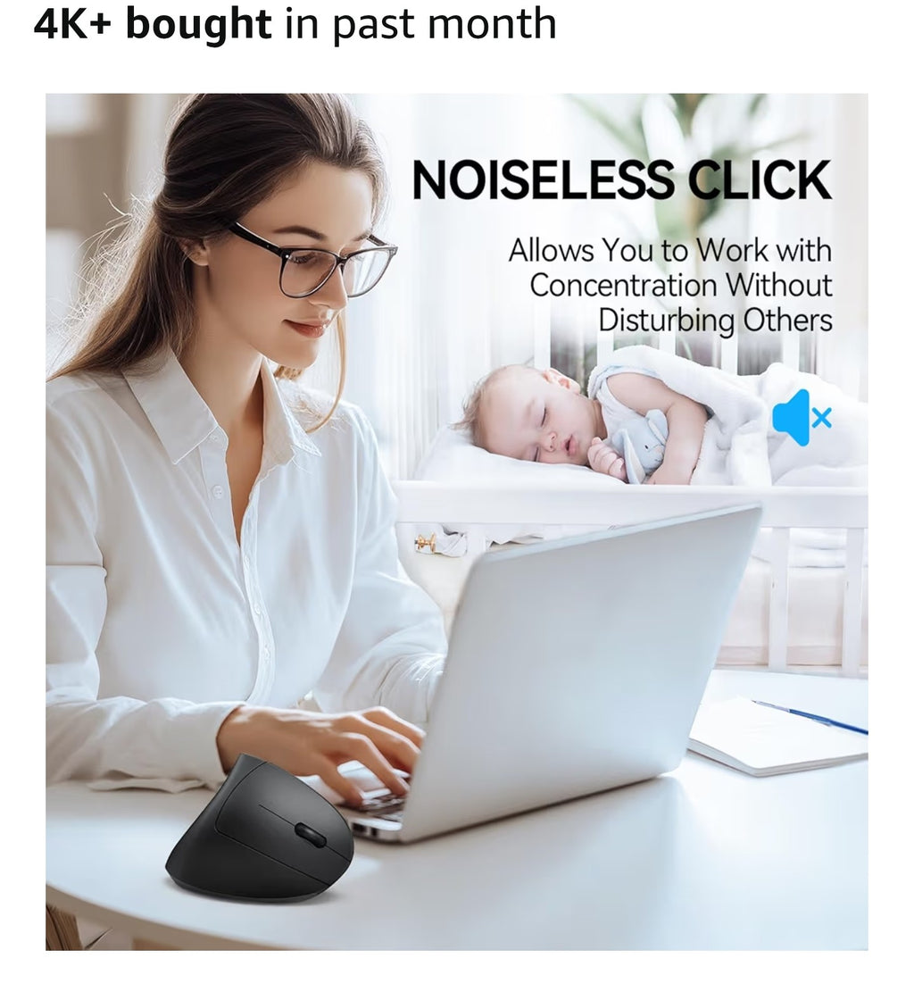TECKNET Ergonomic Mouse, Wireless Bluetooth Vertical Mouse, 4800 DPI