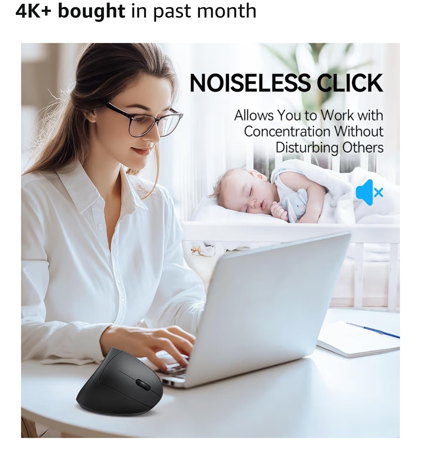 TECKNET Ergonomic Mouse, Wireless Bluetooth Vertical Mouse, 4800 DPI
