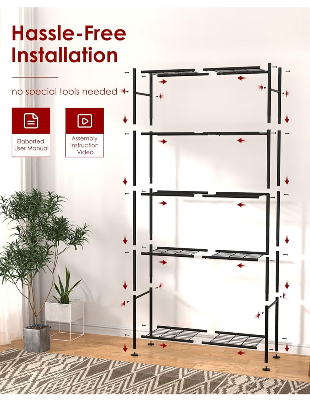 Storage Shelves - 5 Tier Shelf Organizer, Heavy Duty Shelving