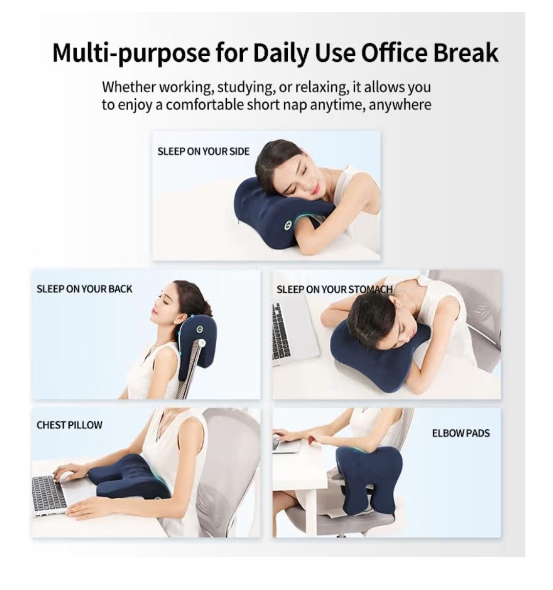 Ergonomic Memory Foam Desk Pillow (Navy)