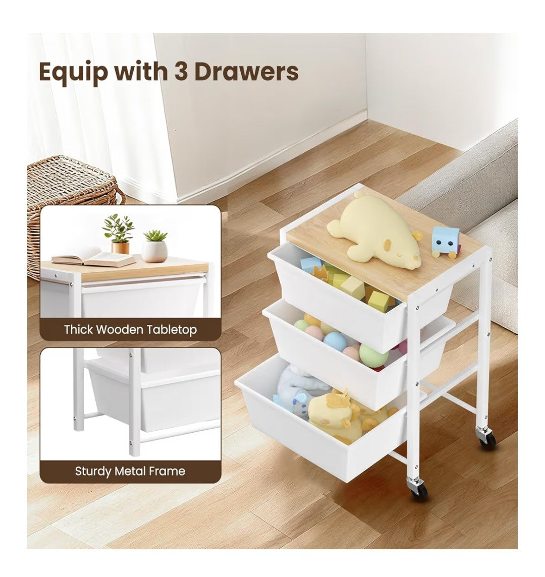 Rolling Cart with 3 Drawers