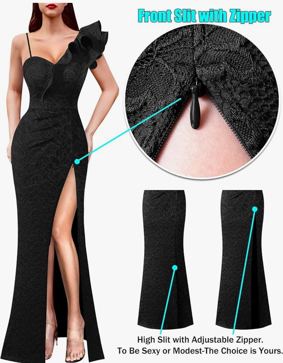 VFSHOW One Shoulder Strap Maxi Dress (Size Large)