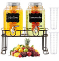 1 Gallon Glass Beverage Dispenser with Stand (2 pack)