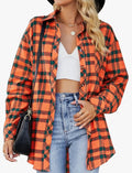 Button Down Flannel Long Sleeve Blouse (XL)