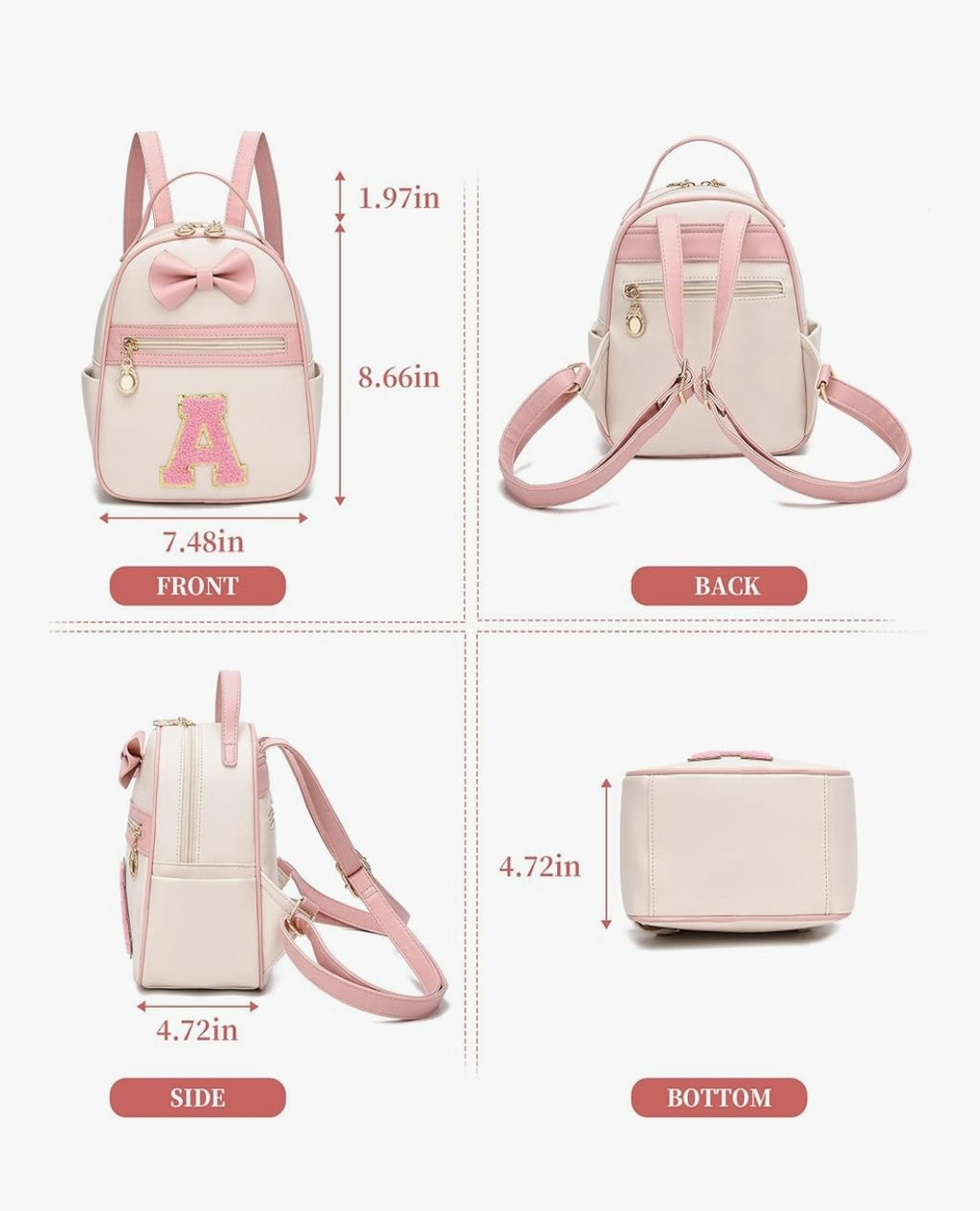 Initial Bowknot Backpack (Letter S)