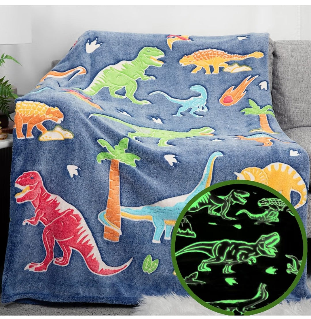 Glow in the dark Dinosaur Blanket, 50x60