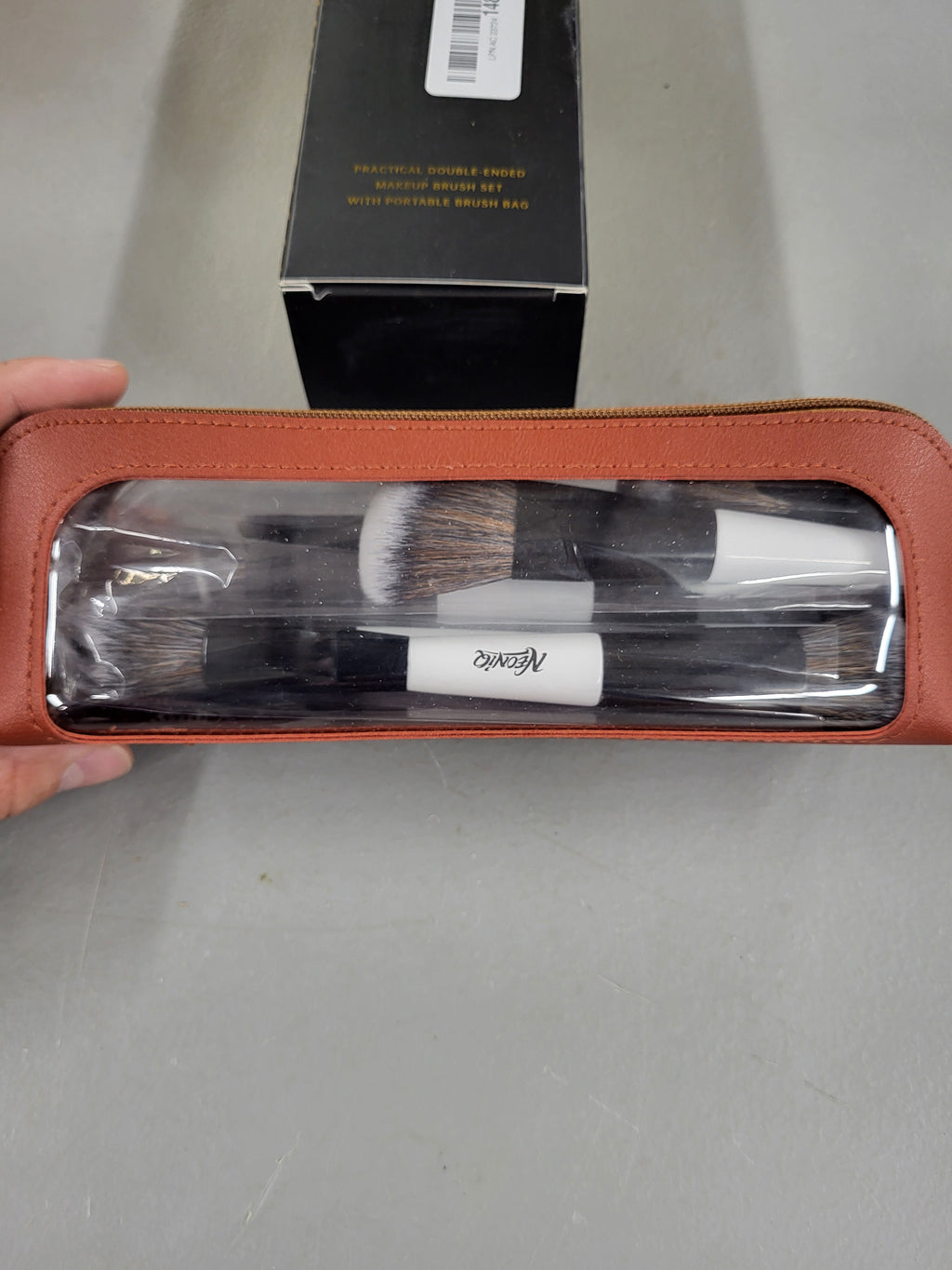 NEONIQ 10 PCS Travel Makeup Brush Set With Bag, Makeup Brushes, Double-End Multi-functional Brushes for Foundation Powder Blush Eyeliner Eyeshadows, Professional Face Brush Set White