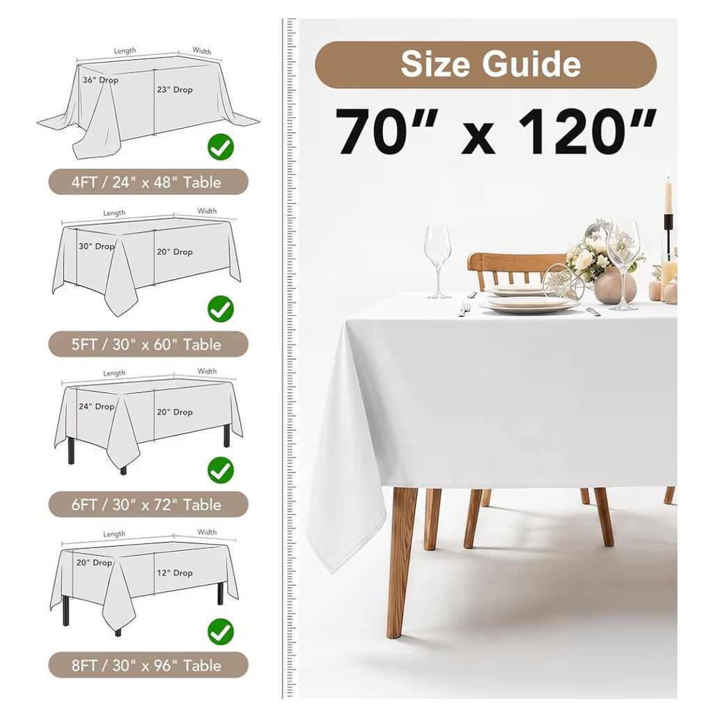 Rectangular Tablecloth 70in x 120in (8 pack)