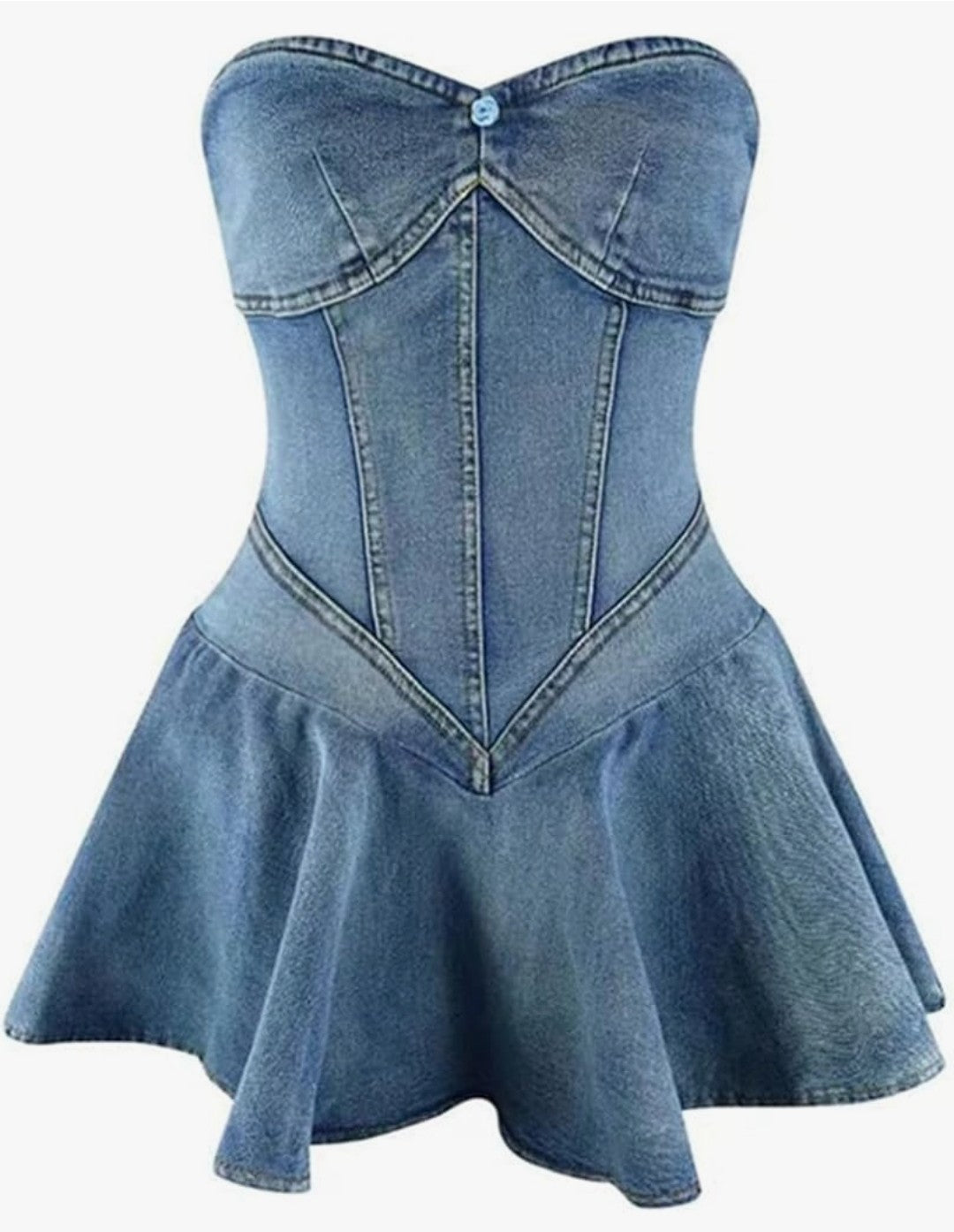 Strapless Mini Denim Jean Dress (Size XL)