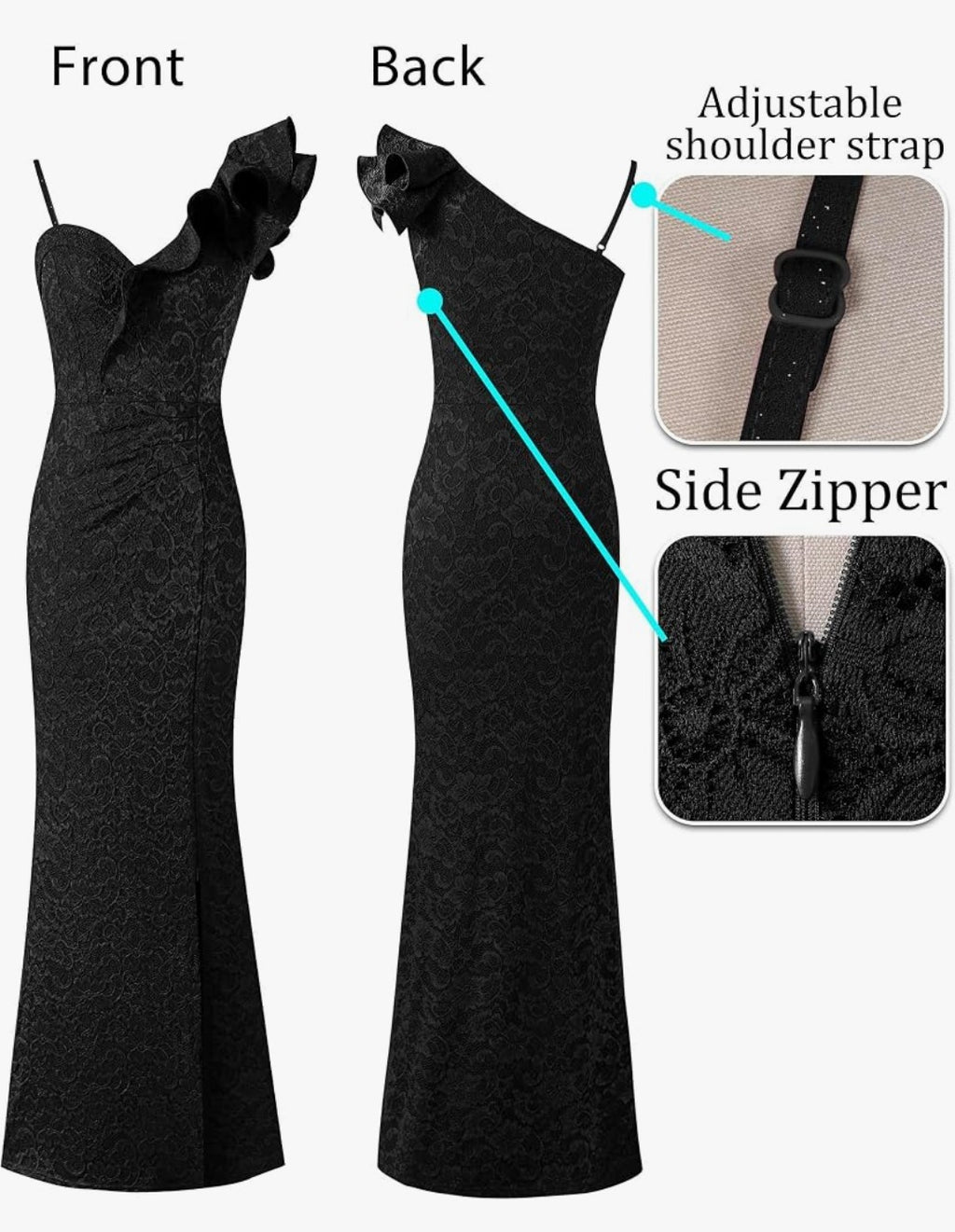 VFSHOW One Shoulder Strap Maxi Dress (Size Large)
