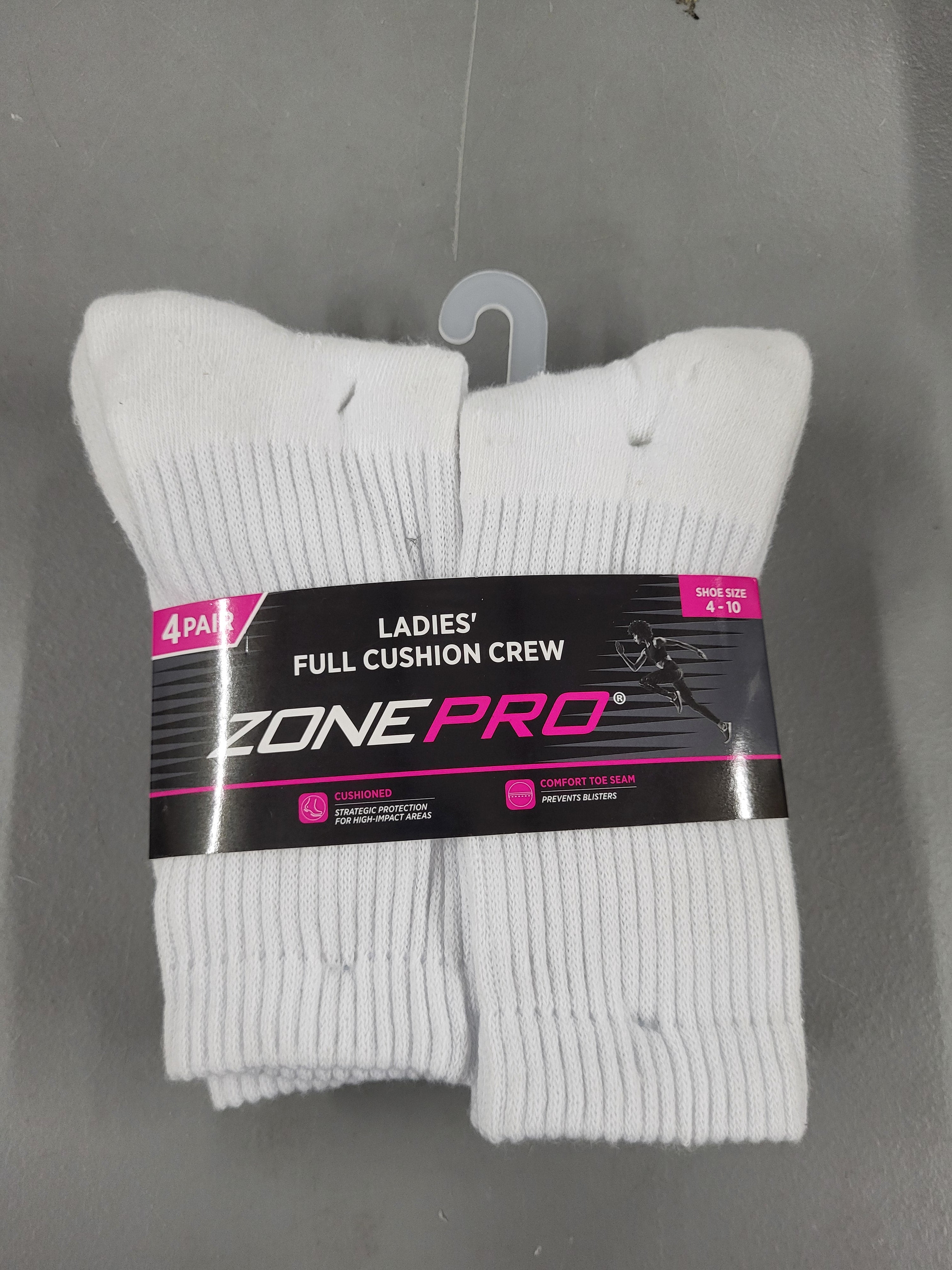 Zone Pro Ladies Crew Socks (4 pair)