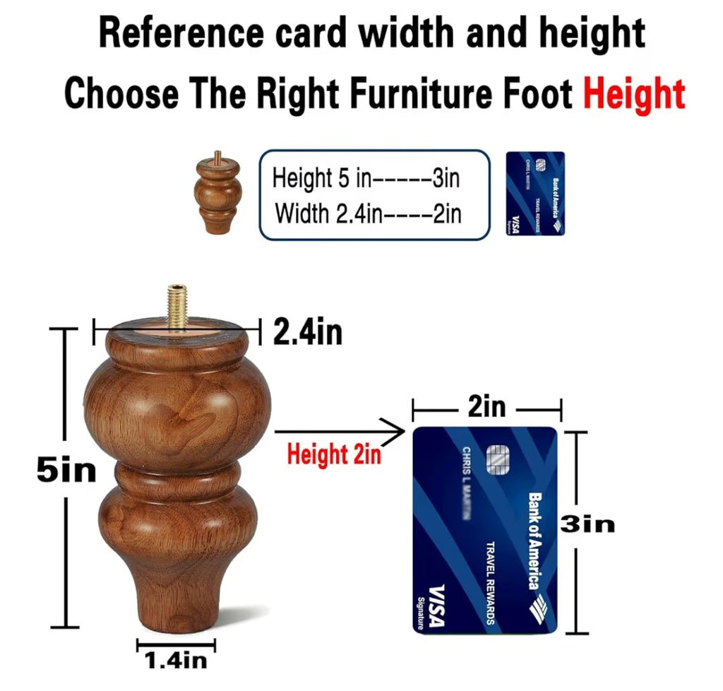 Wood Couch Legs/Feet 5in
